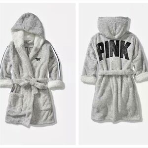PINK Victoria's Secret Women's Gray Hooded Robe